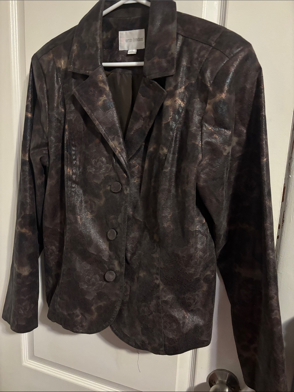 Vintage Erin London Whimsigoth Metallic Bronze Floral Blazer Large
